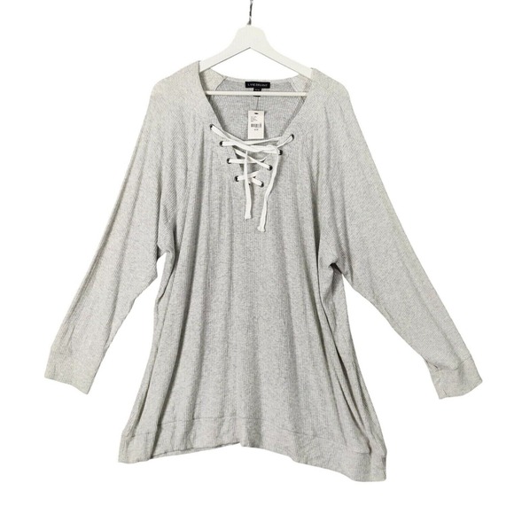 Lane‎ Bryant Lace-Up Tunic Top Ribbed Knit Long Sleeve Casual Women Size 26/28 - Picture 1 of 7
